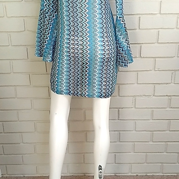 Alexa & Stella Multicolor Bell Sleeve Dress. Size Large NWOT - Picture 8 of 12